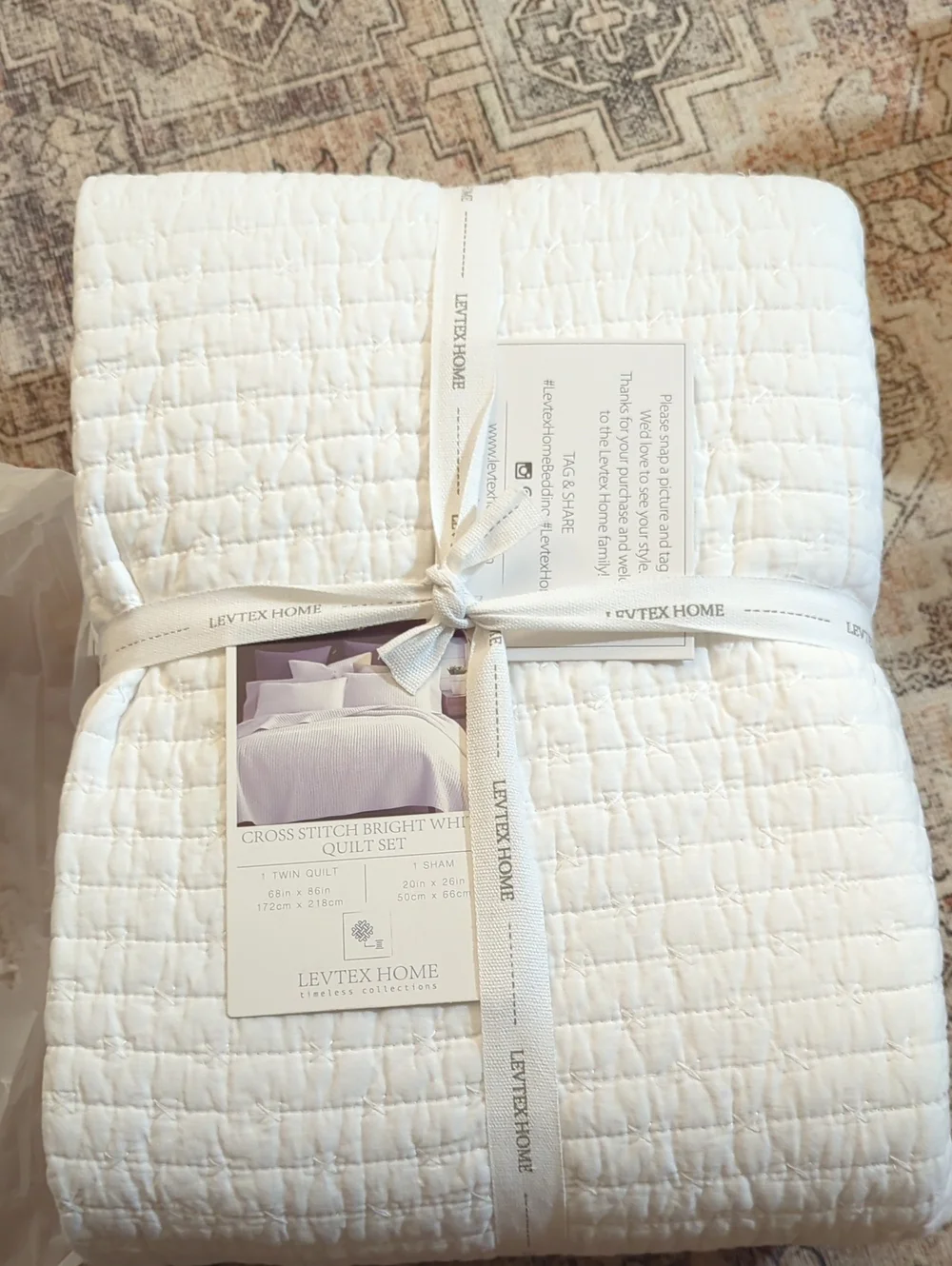 Levtex Home Cross Stitch Reversible Twin XL/Twin Quilt Set (68x86in)